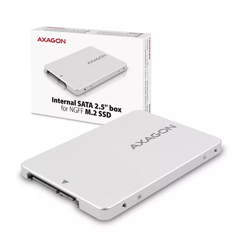 Axagon RSS-M2SD SATA - M.2 SATA SSD, internal 2.5 inch ALU box, silver