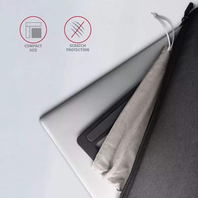 Axagon STND-L Aluminum stand for laptops size 10 inch–17.3 inch. Eight adjustable height and angle. Grey version.