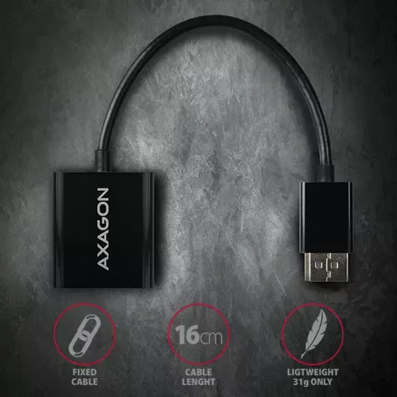Video cable adapter Axagon RVD-VGN DisplayPort to VGA 0.16 m