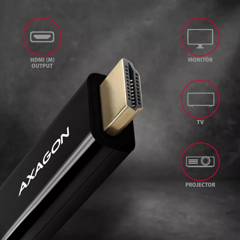 Axagon RVD-HI14C2 DisplayPort -> HDMI 1.4 cable 1.8m, 4K/30Hz