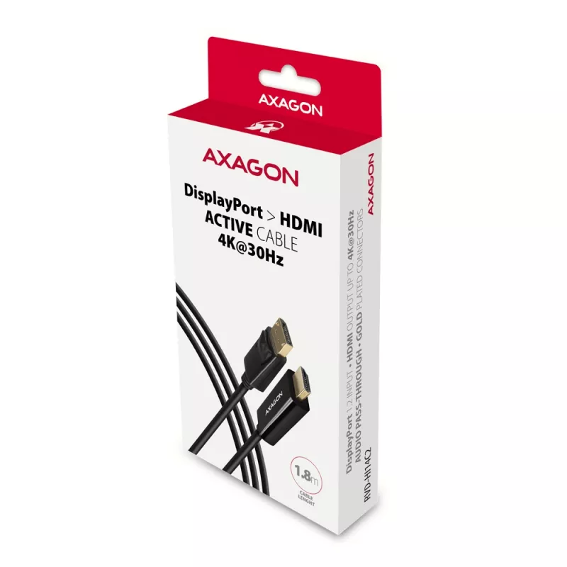 Axagon RVD-HI14C2 DisplayPort -> HDMI 1.4 cable 1.8m, 4K/30Hz