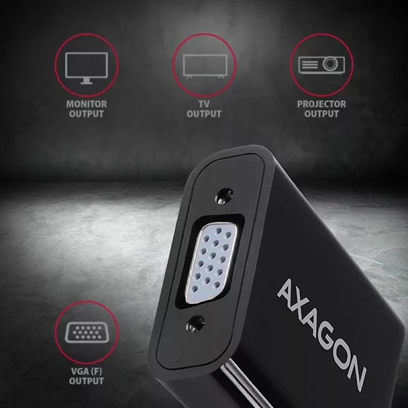 Axagon RVH-VGAN HDMI -> VGA adapter FullHD, 1920x1200, audio OUT, power IN