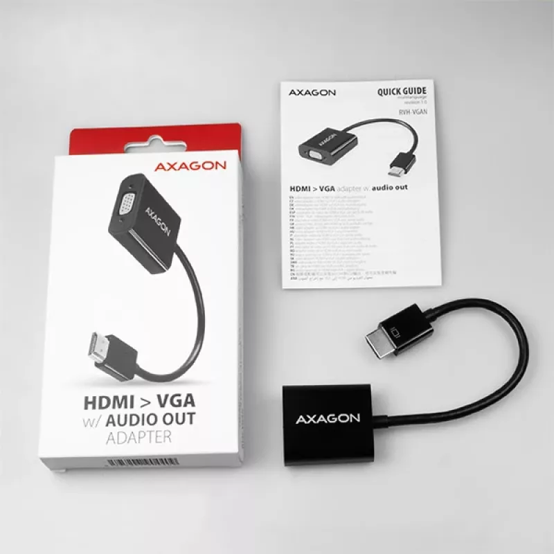 Axagon RVH-VGAN HDMI -> VGA adapter FullHD, 1920x1200, audio OUT, power IN