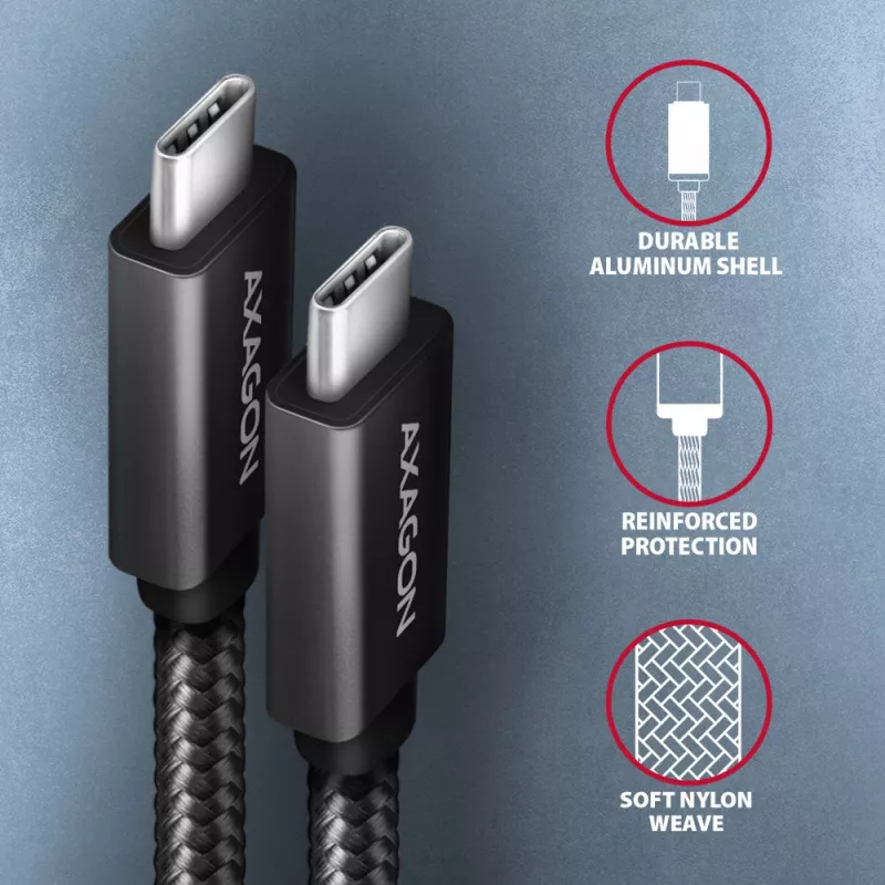 Axagon BUCM32-CM10AB SPEED+ USB-C USB 20Gbps/100W cable 1 m