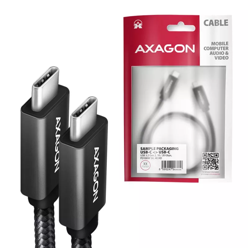 Axagon BUCM32-CM10AB SPEED+ USB-C USB 20Gbps/100W cable 1 m