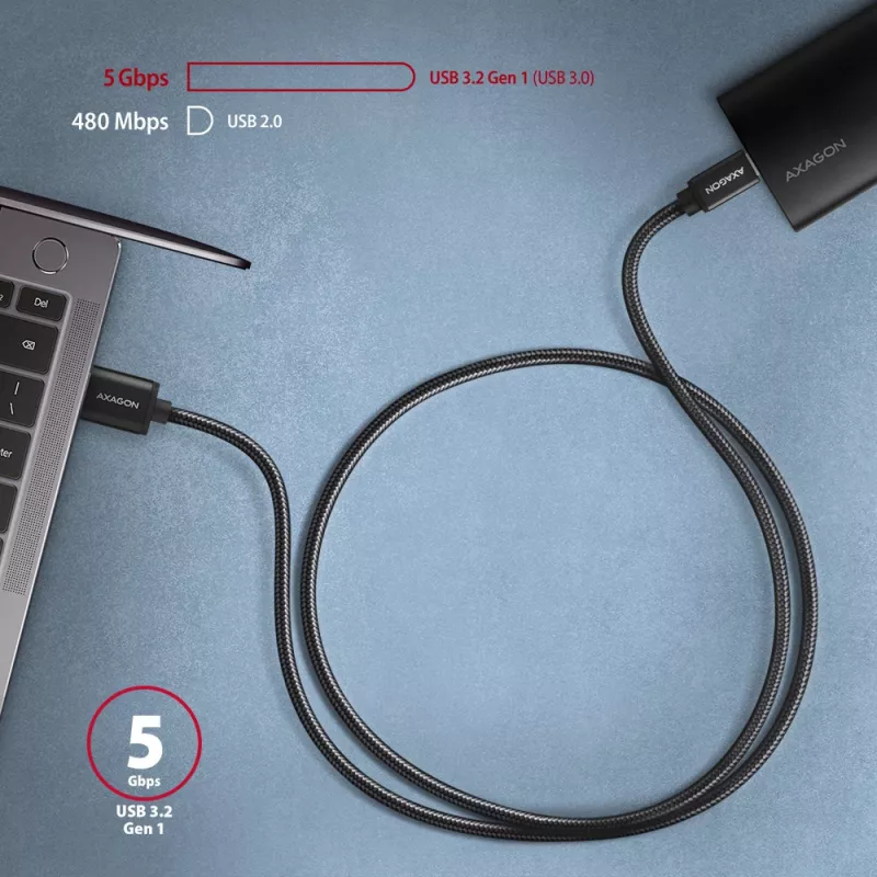 Axagon BUCM3-AM20AB SPEED USB-C <> USB-A 3.2 Gen 1 cable 2 m