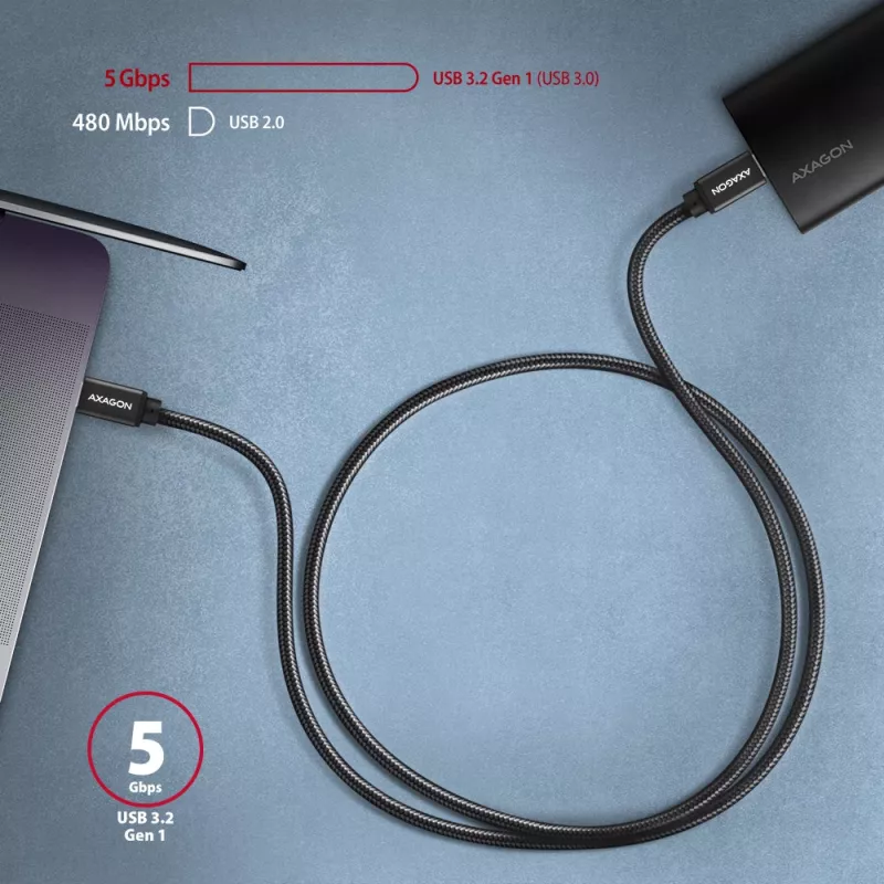 Axagon BUCM3-CM10AB SPEED USB-C <> USB-C 3.2 Gen 1 cable 1 m