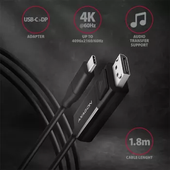 Axagon RVC-DPC USB-C -> DisplayPort cable 1.8m 4K/60Hz