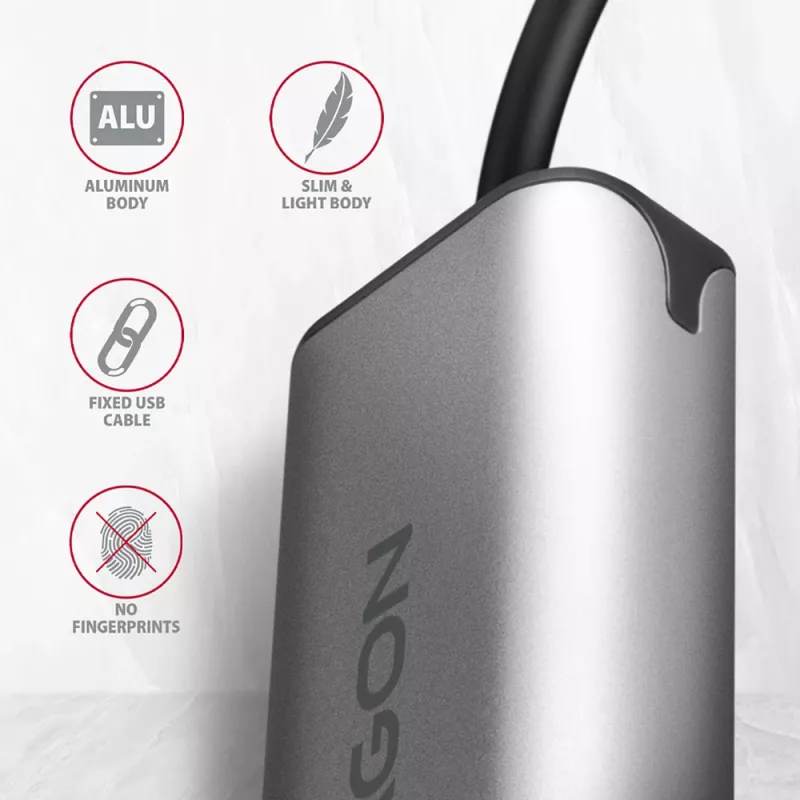 2.5 Gigabit Ethernet adapter AXAGON ADE-25R — USB Type-C, 10/100/1000/2500 Mbit, 5000 Mbit/s, aluminium, grey