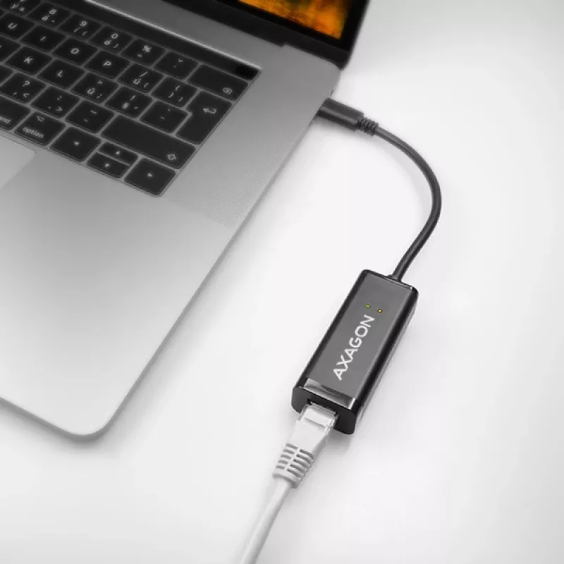 Axagon ADE-SRC USB-C gigabit ethernet adapter, Wired, USB Type-C, Ethernet, 1000 Mbit/s, Black