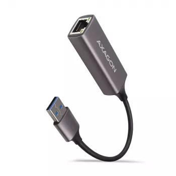 AXAGON USB 3.2 Gen 1 Type-A to Gigabit Ethernet adapter ADE-TR — 10/100/1000 Mbps, metal titan grey, 5000 Mbit/s