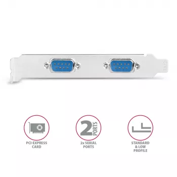 Axagon PCEA-S2N PCIe - 2x serial port 250 kbps adapter w. SP & LP