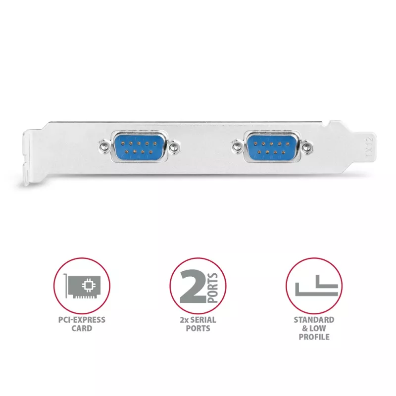 Axagon PCEA-S2N PCIe - 2x serial port 250 kbps adapter w. SP & LP