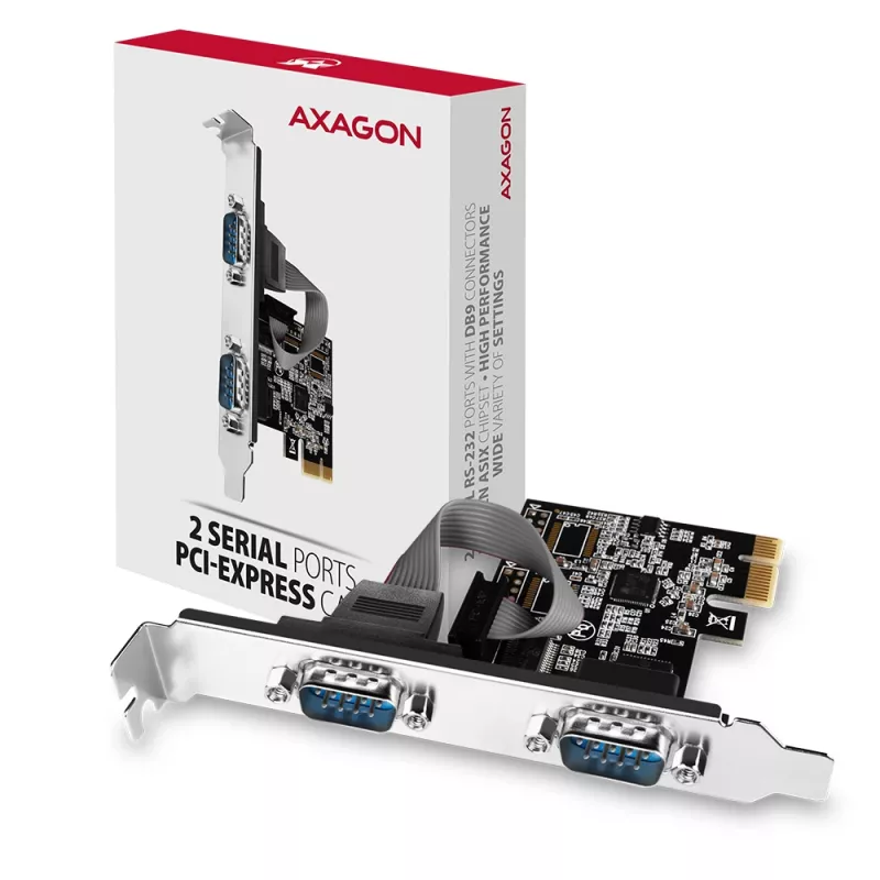 Axagon PCEA-S2N PCIe - 2x serial port 250 kbps adapter w. SP & LP