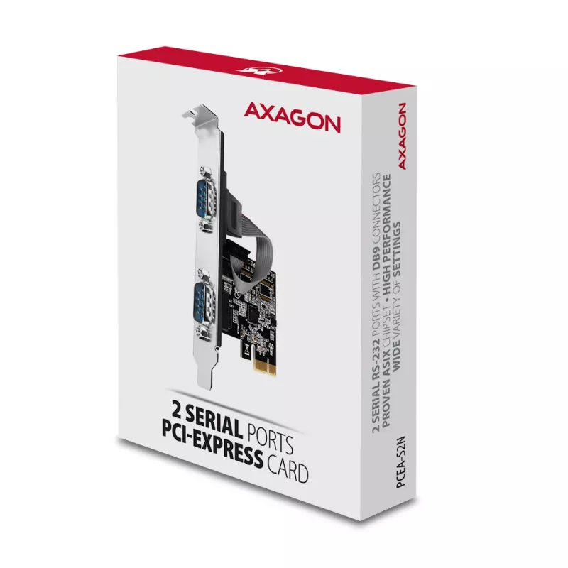 Axagon PCEA-S2N PCIe - 2x serial port 250 kbps adapter w. SP & LP
