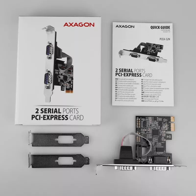 Axagon PCEA-S2N PCIe - 2x serial port 250 kbps adapter w. SP & LP