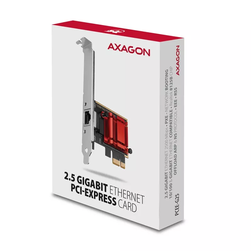 Axagon PCEE-G25 PCIe - 2.5 Gigabit Ethernet adapter Realtek 8125, PXE, w. SP & LP
