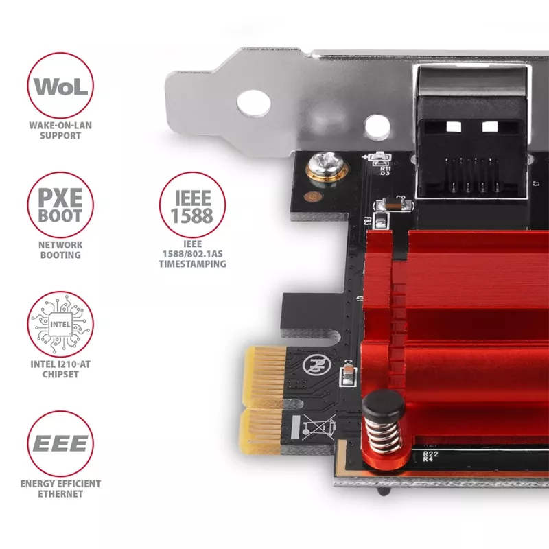 Internal Network Card AXAGON PCEE-GIX — PCI Express, Ethernet, 5000 Mbit/s, IEEE 802.3/802.3ab/802.3u