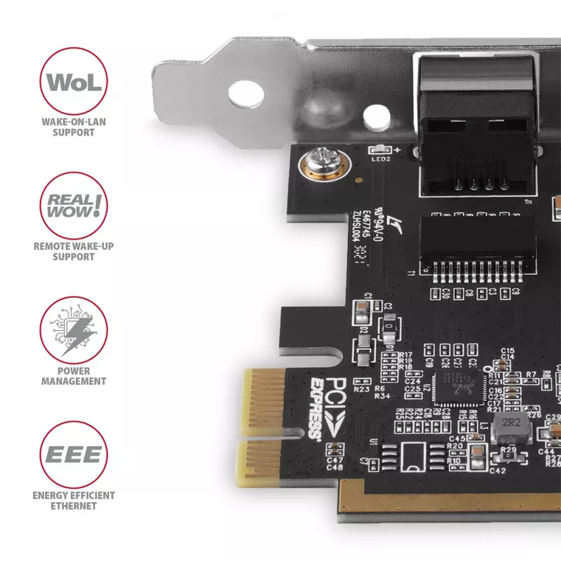 Axagon PCEE-GRF PCIe - Gigabit Ethernet adapter Realtek 8111F w. SP & LP