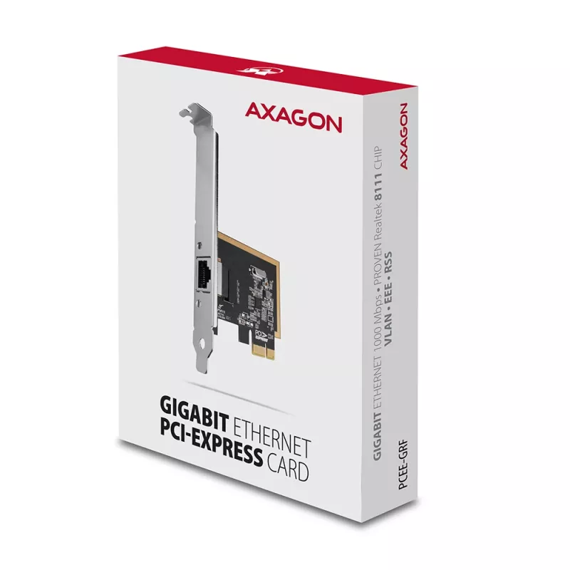 Axagon PCEE-GRF PCIe - Gigabit Ethernet adapter Realtek 8111F w. SP & LP