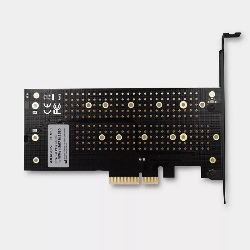 Axagon PCEM2-D PCIe x4 - M.2 NVMe M-key + SATA B-key slot adapter w. SP & LP