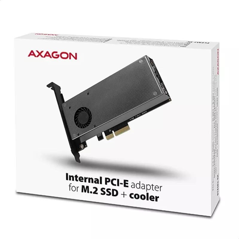 Axagon PCEM2-DC PCIe x4 - M.2 NVMe M-key + SATA B-key slot adapter w. cooler, SP & LP
