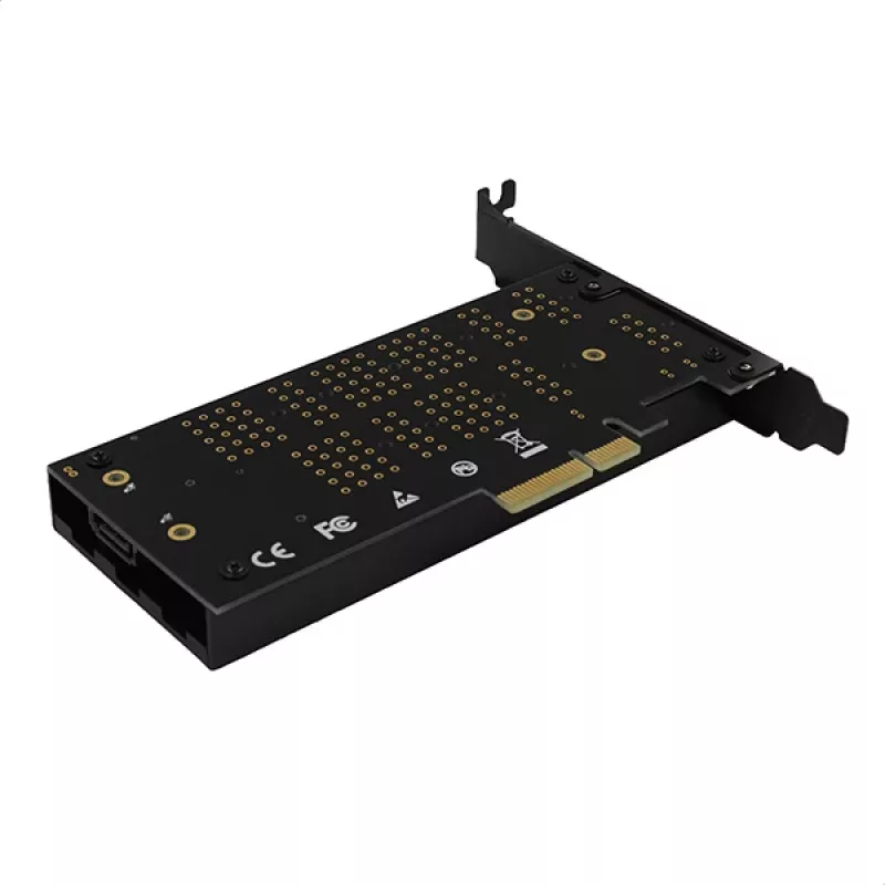 Axagon PCEM2-DC PCIe x4 - M.2 NVMe M-key + SATA B-key slot adapter w. cooler, SP & LP