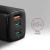 Axagon ACU-DPQ65 GaN Wall charger 65W, 3x port (USB-A + dual USB-C), PD3.0/QC4+/PPS/Apple