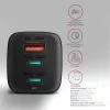 Axagon ACU-DPQ65 GaN Wall charger 65W, 3x port (USB-A + dual USB-C), PD3.0/QC4+/PPS/Apple