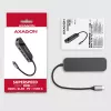 Axagon HMC-6GL USB 3.2 Gen 1 hub, 3x USB-A, HDMI 4k/30Hz, RJ-45, PD 100W, 20cm USB-C cable