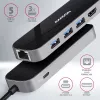 Axagon HMC-6GL USB 3.2 Gen 1 hub, 3x USB-A, HDMI 4k/30Hz, RJ-45, PD 100W, 20cm USB-C cable