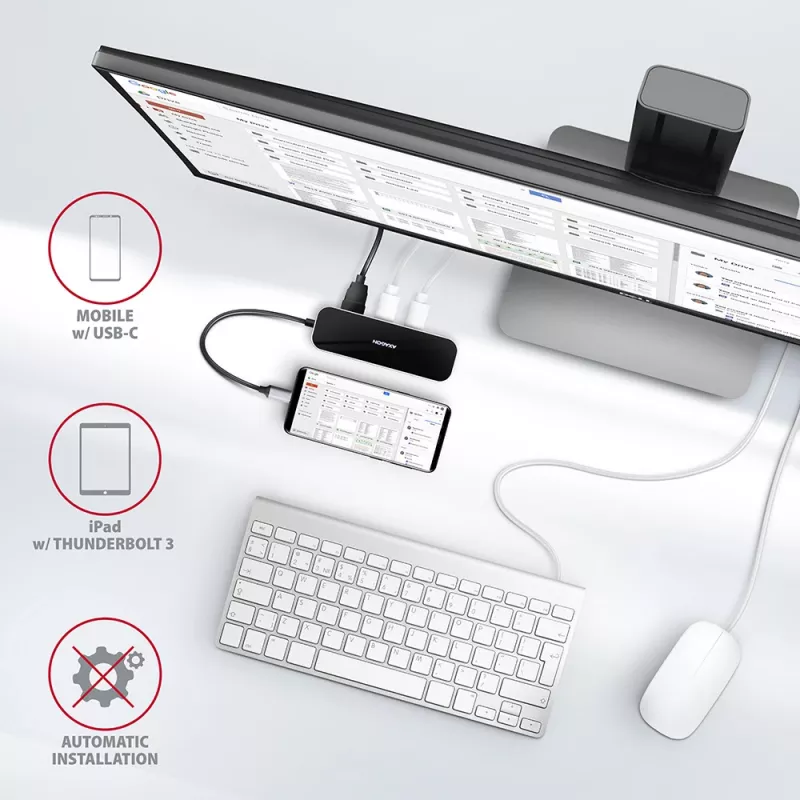 Axagon HMC-6GL USB 3.2 Gen 1 hub, 3x USB-A, HDMI 4k/30Hz, RJ-45, PD 100W, 20cm USB-C cable