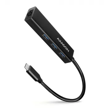 USB-C Hub Axagon HMC-GL3A 3x USB-A Gbit-LAN Black