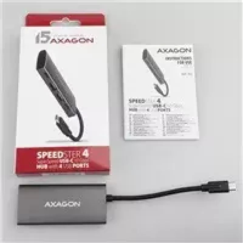 AXAGON HMC-4G2, USB-C 3.2 Gen 2 10 Gb/s hub, porty 2x USB-A + 2x USB-C, kabel USB-C 13cm