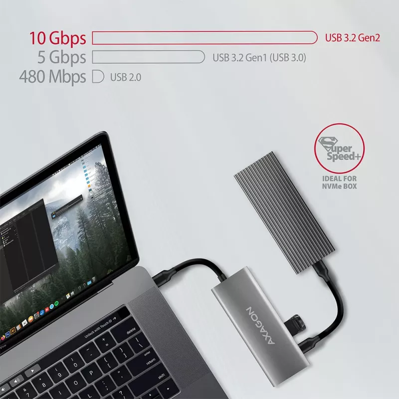 Axagon HMC-5G2 SPEEDSTER 5-in-1 USB-C Hub, 2x USB-A, 2x USB-C, HDMI, PD 60W