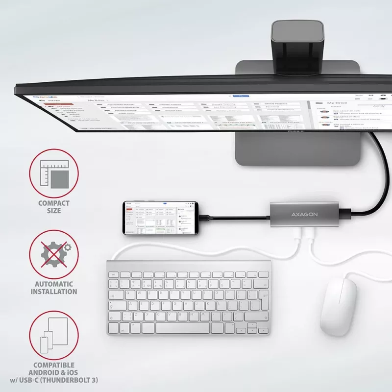 Axagon HMC-5G2 SPEEDSTER 5-in-1 USB-C Hub, 2x USB-A, 2x USB-C, HDMI, PD 60W