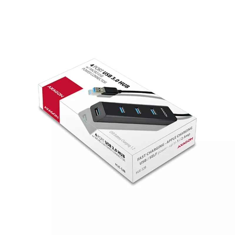 Axagon HUE-S2B 4x USB 3.0 CHARGING hub, power micro USB