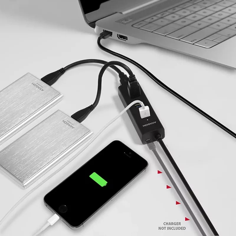 Axagon HUE-S2BL 4x USB 3.0 CHARGING hub w. 1.2m cable, power micro USB