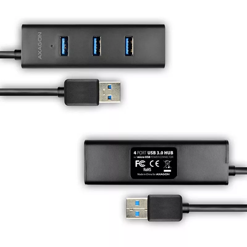 Axagon HUE-S2BL 4x USB 3.0 CHARGING hub w. 1.2m cable, power micro USB