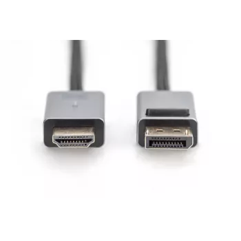 DIGITUS DP to HDMI Cable with LED 4K/30HZ, 2m Aluminum Housing Gold plated, Support4K30HZ
