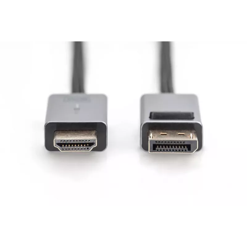 DIGITUS DP to HDMI Cable with LED 4K/30HZ, 3m Aluminum Housing Gold plated, Support4K30HZ
