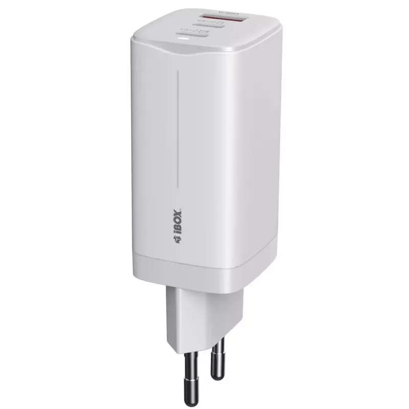 IBOX mobile device charger ILUC65W, 65W, 2x USB-C + 1x USB-A, white, 1.5 m cable