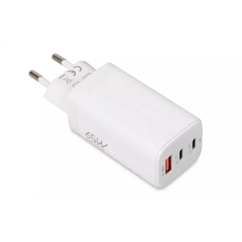 IBOX mobile device charger ILUC65W, 65W, 2x USB-C + 1x USB-A, white, 1.5 m cable