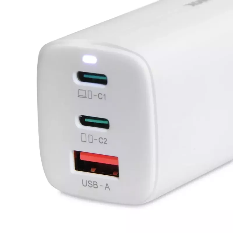 IBOX mobile device charger ILUC65W, 65W, 2x USB-C + 1x USB-A, white, 1.5 m cable