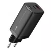 AC mobile device charger IBOX ILUC65B — 65 W, 3x USB (2x USB‑A Gen1, 1x USB‑C), black, 100–240 V