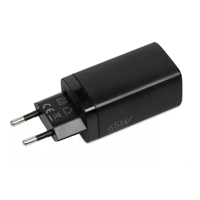 AC mobile device charger IBOX ILUC65B — 65 W, 3x USB (2x USB‑A Gen1, 1x USB‑C), black, 100–240 V
