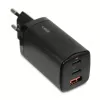 AC mobile device charger IBOX ILUC65B — 65 W, 3x USB (2x USB‑A Gen1, 1x USB‑C), black, 100–240 V