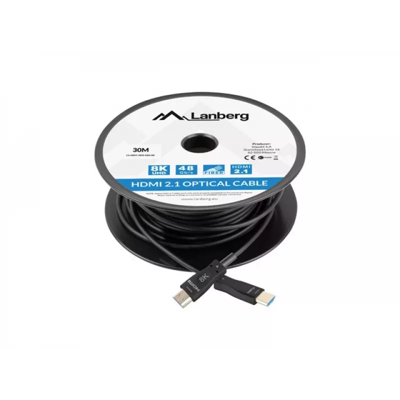 LANBERG HDMI Cable - M/m V2.1 Optical Aoc - 30m Black