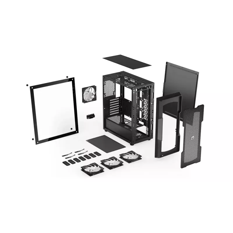 PC case ENDORFY Regnum 400 ARGB Tower Black — ATX, tempered glass, ARGB, 3x120mm front, 1x120mm rear, supports GPU 37 cm
