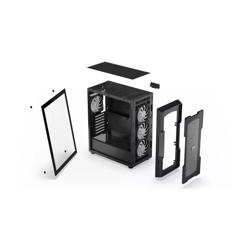 PC case ENDORFY Regnum 400 ARGB Tower Black — ATX, tempered glass, ARGB, 3x120mm front, 1x120mm rear, supports GPU 37 cm